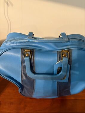 Vintage Blue Bowling Bag Retro Mod Decor Purse Display Piece